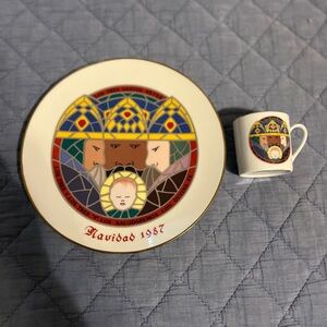 Ceramic Plate and Mug Set with‎ Religious Art